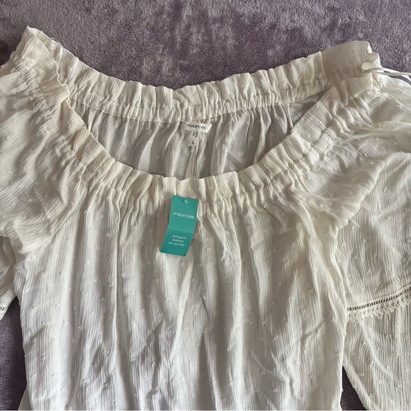 Maurices Clip Dot Smocked Off The Shoulder Top size L - Picture 2 of 6
